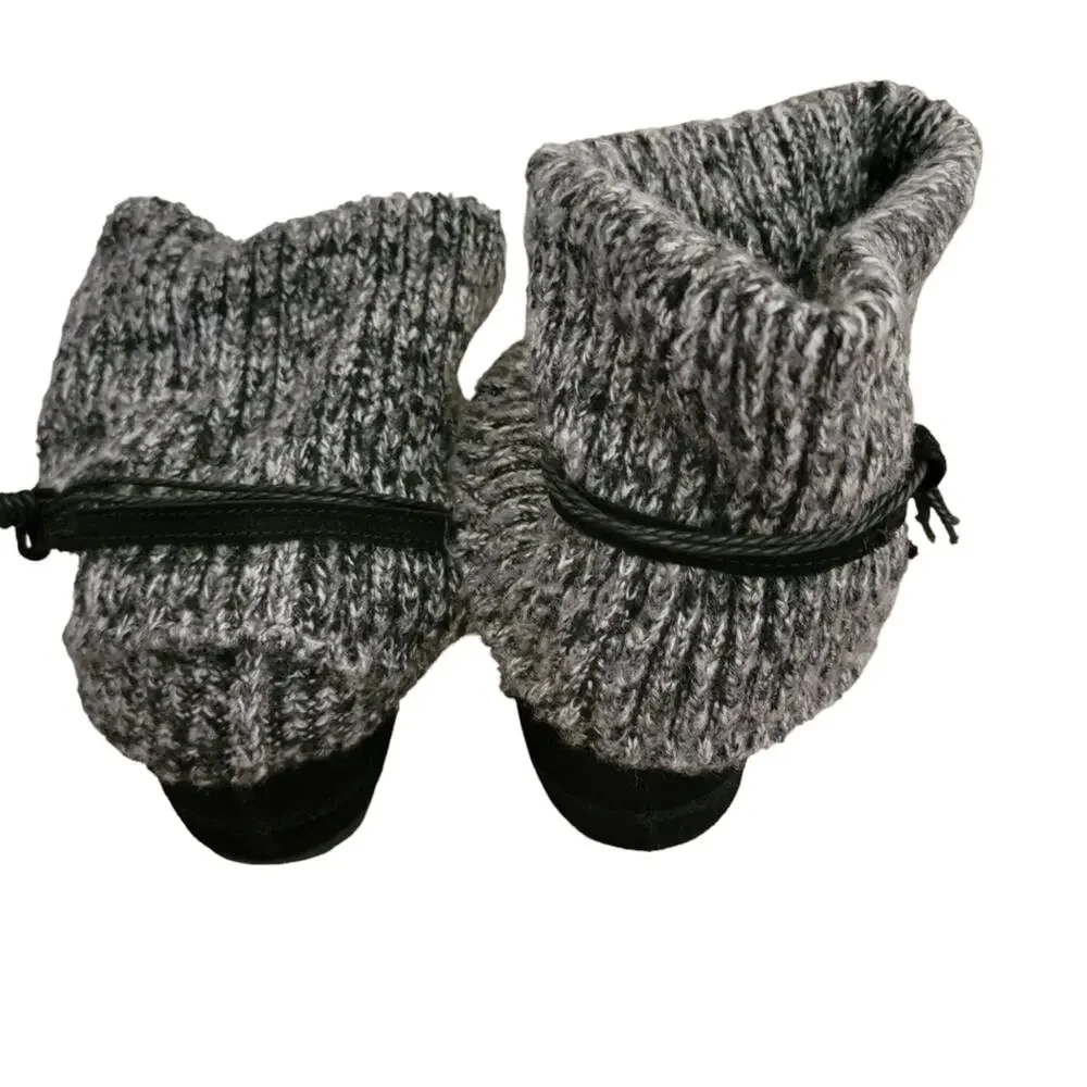 Bearpaw Cosima Black Suede & Knit Pull On Boots Wool Blend Footbed Size 8